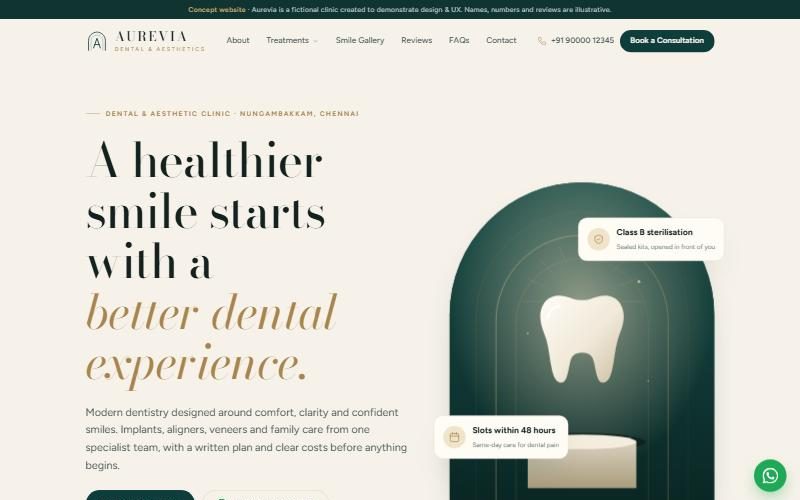Aurevia Dental & Aesthetics website preview